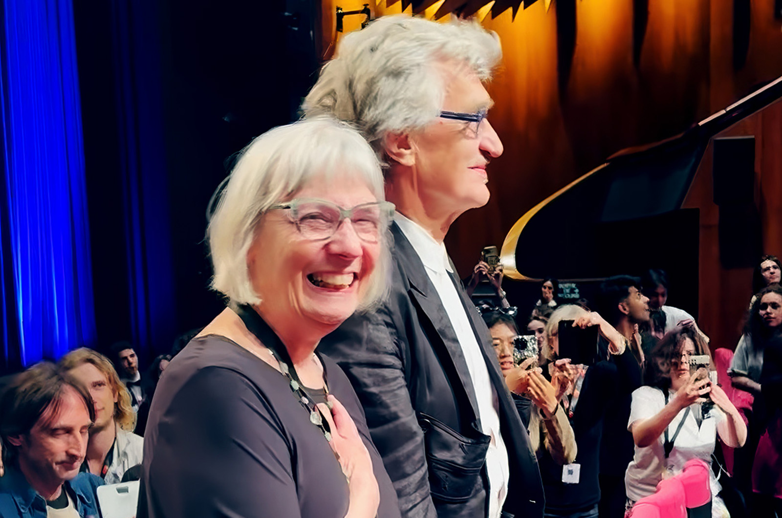 Ms. Altman with director Wim Wenders at the Cannes Film Festival this spring.