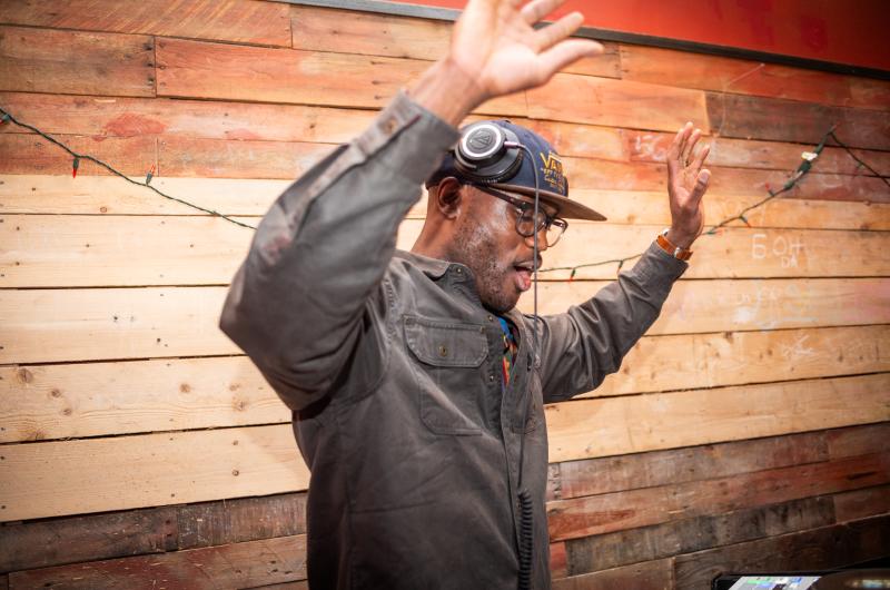 DJ Dern keeps the music playing.