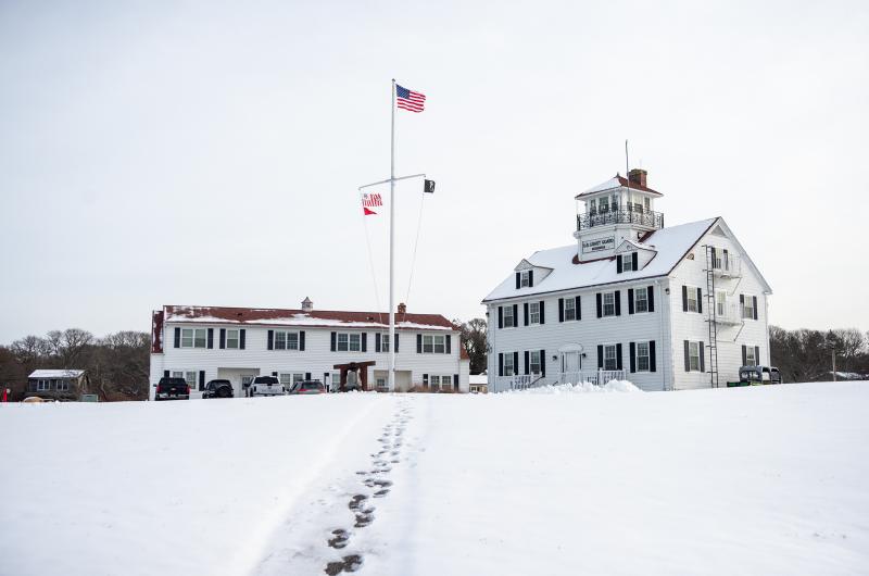 The members of Coast Guard Station Menemsha are active early.