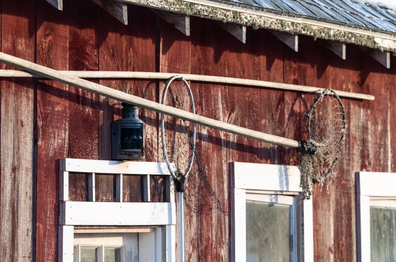 Old fishing gear lines the bait shacks.