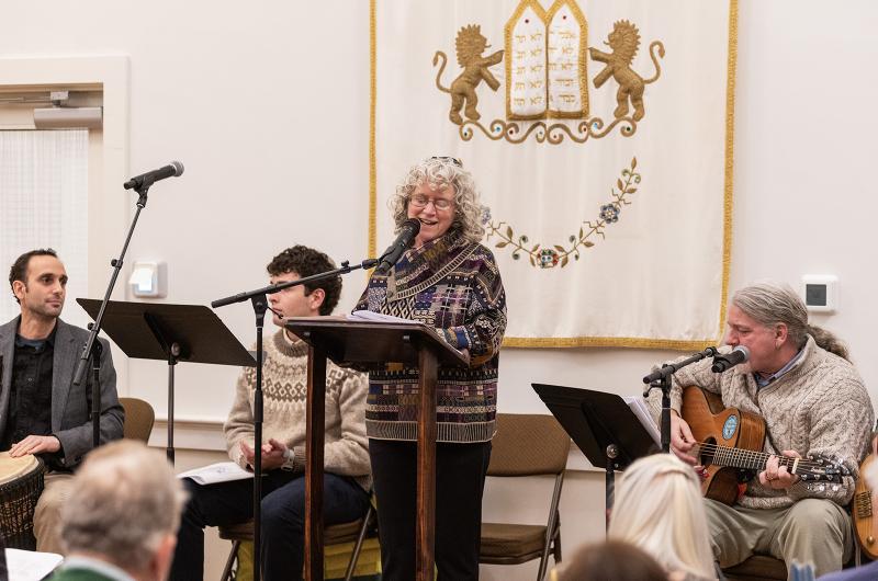 Rabbi Caryn Broitman gives remarks before the celebration.