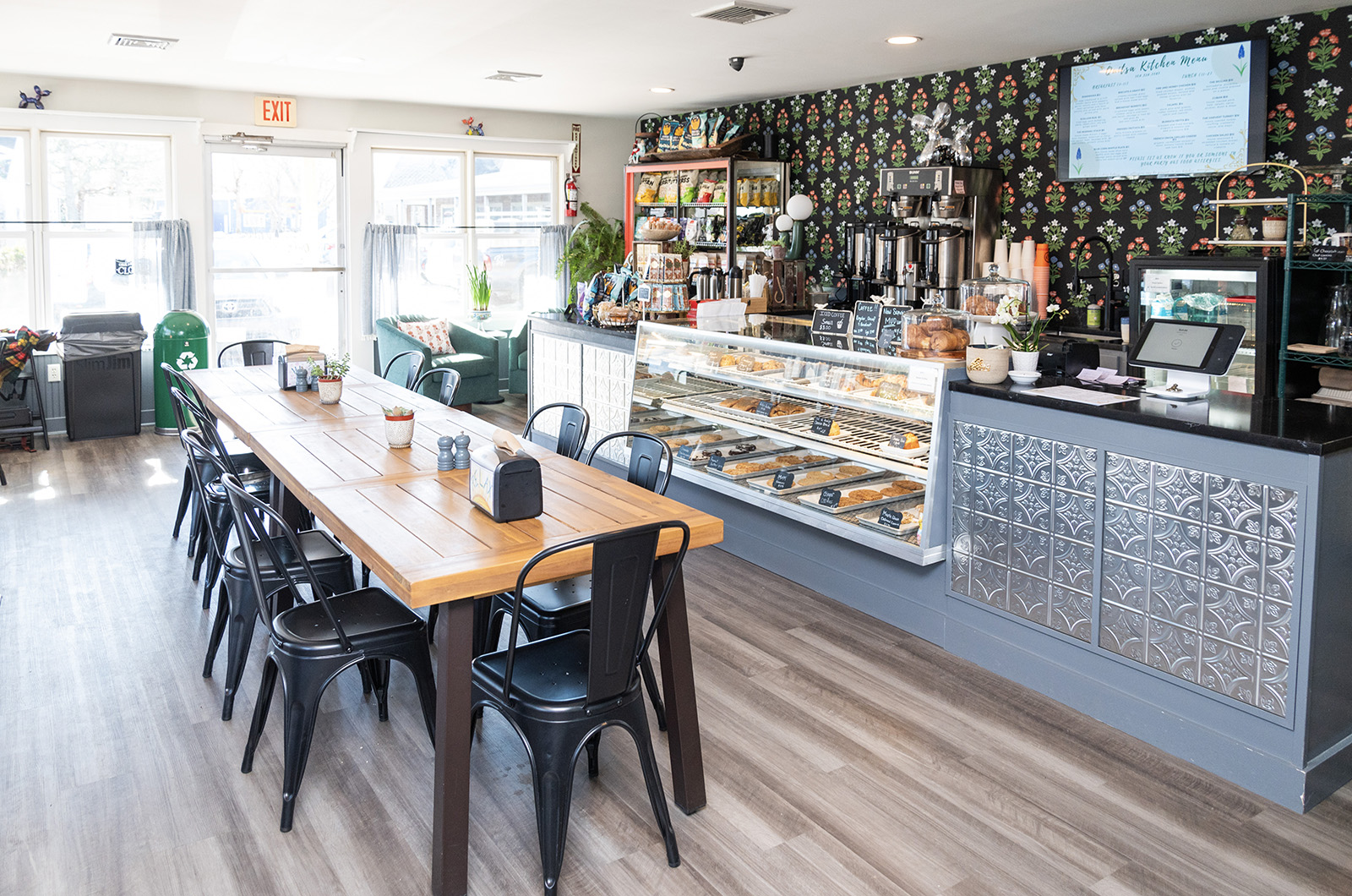The menu offers blue corn waffles, biscuits and gravy and honey fried chicken sandwiches.
