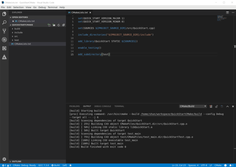 Visual studio code cmake настройка